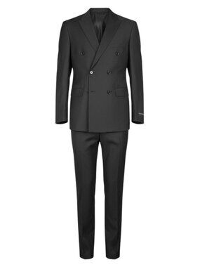 Alain Dupetit Mens Black Double-Breasted Suit 36R 30W 2-Piece Set NWOT